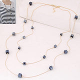 Long Collier " Mujer"et Pendentif en perle Or Cristal  très raffiné