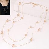 Long Collier " Mujer"et Pendentif en perle Or Cristal  très raffiné