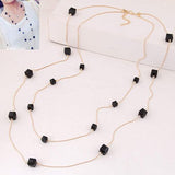 Long Collier " Mujer"et Pendentif en perle Or Cristal  très raffiné