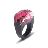 Bague En Bois Et Résine, De couleur Rose, Nouvelle Création 2018