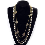 Nowae, Beau Long  Collier en Strass et Perles Chandail .