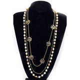 Nowae, Beau Long  Collier en Strass et Perles Chandail .