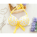 YELLOW FLOWER 2018, Très Jolie Maillot De Bain Blanc  Avec Des Fleurs Jaunes, Effet Push Up.