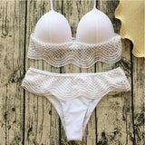 BOKONI 2018, Maillot De Bain En Dentelle Blanc, Push Up, Très Sexy.