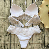 BOKONI 2018, Maillot De Bain En Dentelle Blanc, Push Up, Très Sexy.