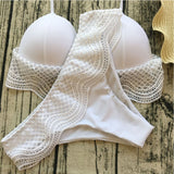 BOKONI 2018, Maillot De Bain En Dentelle Blanc, Push Up, Très Sexy.