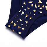 PACENTO 2018, Maillot De Bain Taille Haute, Push Up, Impression Or, Très Sexy.